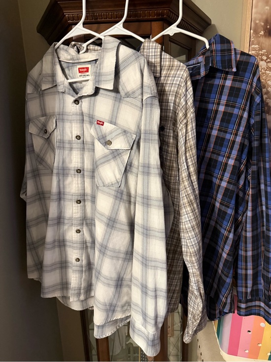Wrangler Other - Bundle Wrangler, Chaps Men's White & Blue Plaid Casual Button-Down Shirts